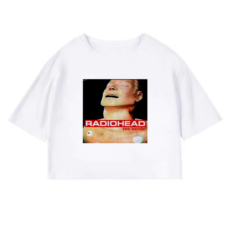 radiohead bends电台司令英式摇滚文艺 短款高腰露脐性感半袖Tee