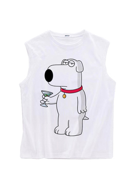 恶搞之家饺子二狗恶趣味流行文化卡通喷印夏季薄坎肩背心无袖T恤