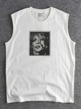 sonic youth音速青年小众文艺手工拓印设计感男女纯棉无袖坎肩T恤