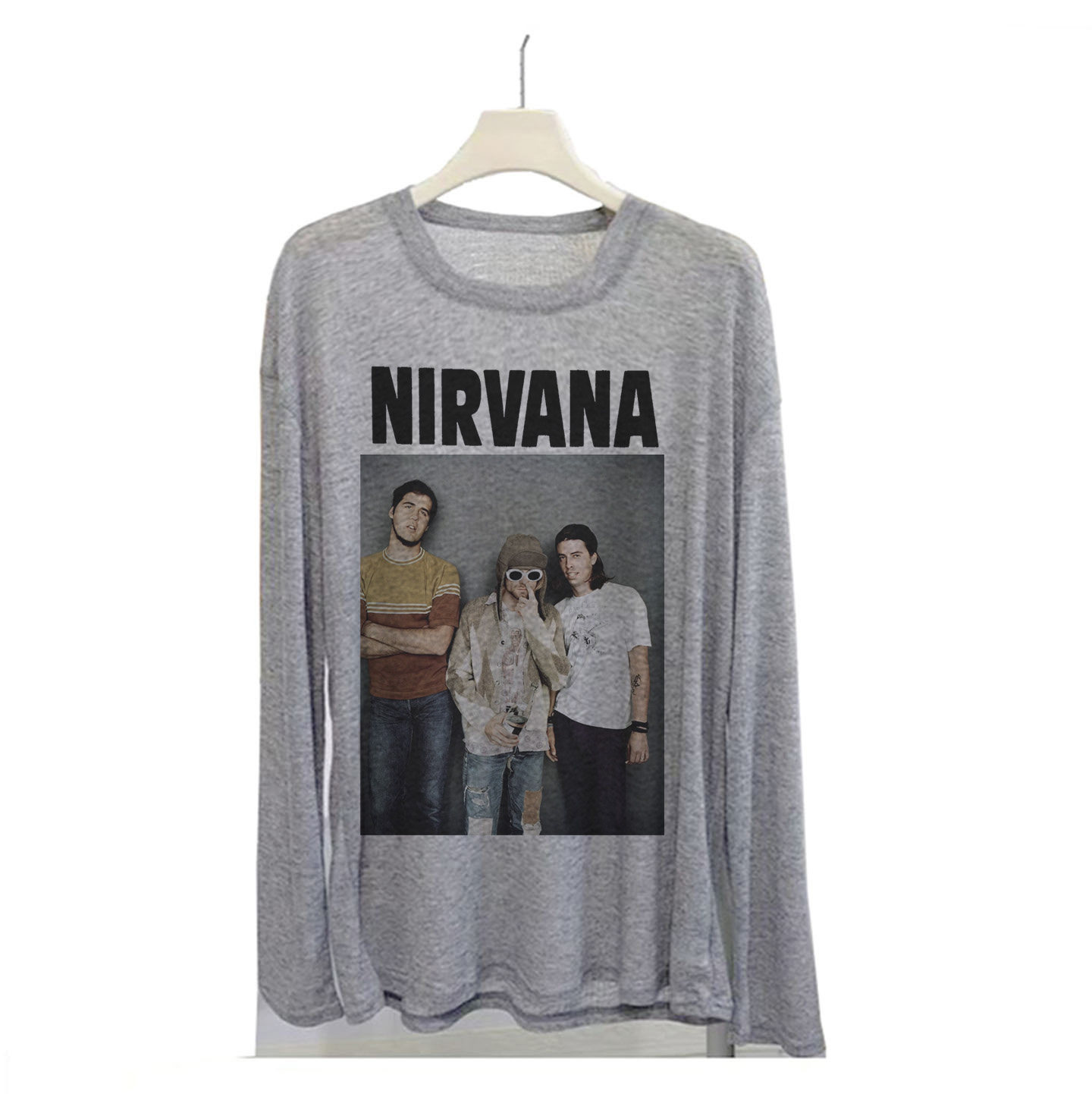 nirvana vintage复古涅盘柯本乐队薄款宽松垂感男女透气长袖T恤