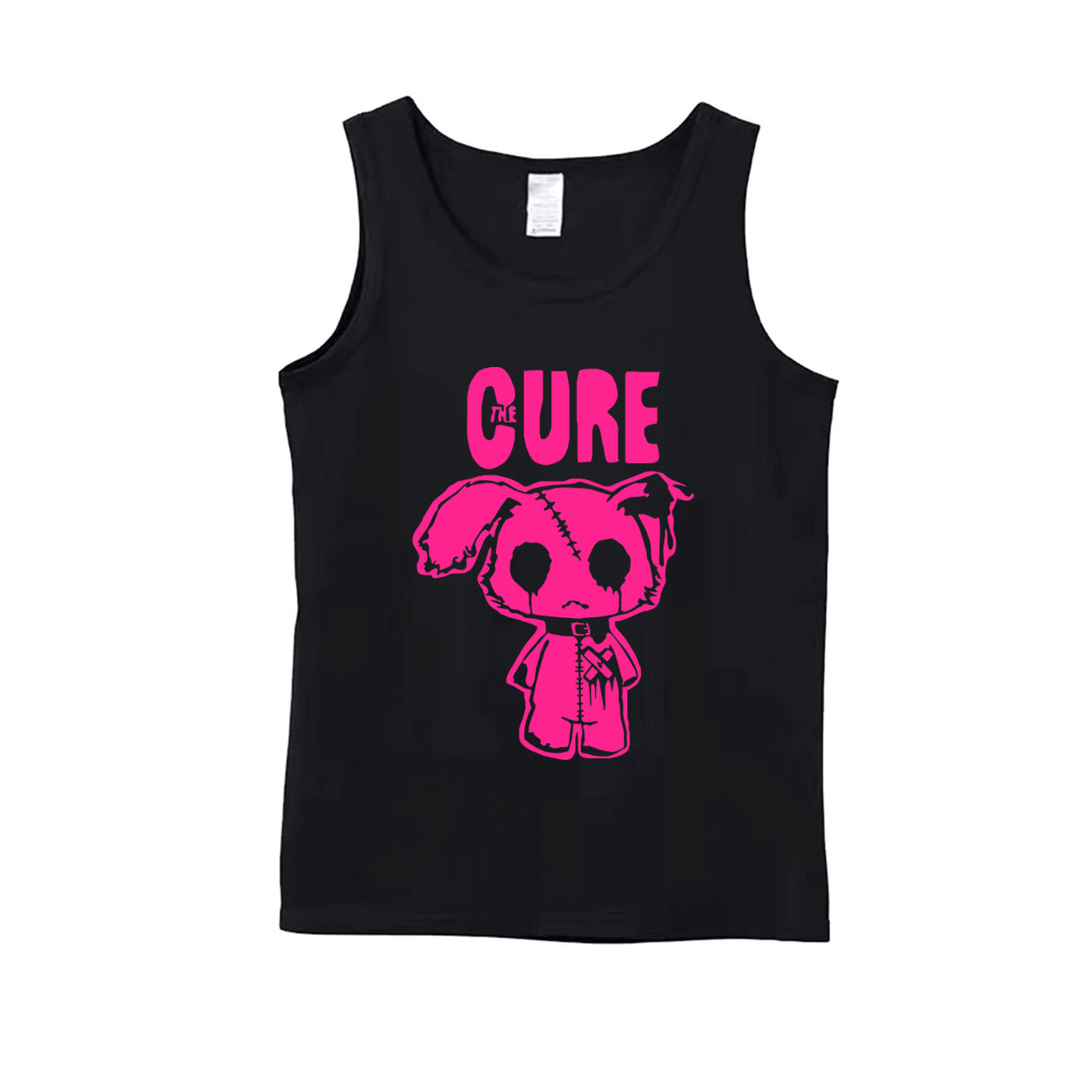 the cure可爱暗黑丧丧忧伤小狗炸毛猫卡通印花男女纯棉背心吊带T