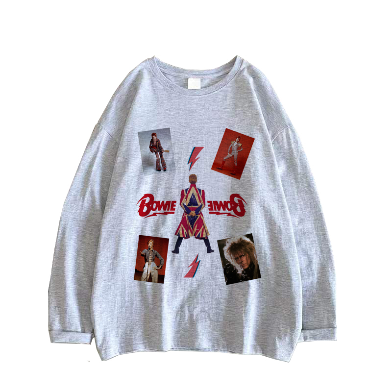 多款david bowie宝爷同款武字印花复古男女春秋长袖打底外穿T恤 - 封面