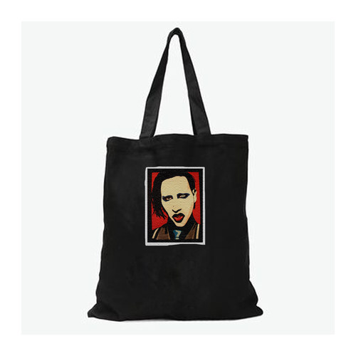 多款manson曼森暗黑朋克哥特摇滚goth手绘个性黑色帆布包手提袋
