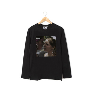 少见款suede山羊皮乐队复古文艺贴布印花纯棉男女长袖T恤卫衣