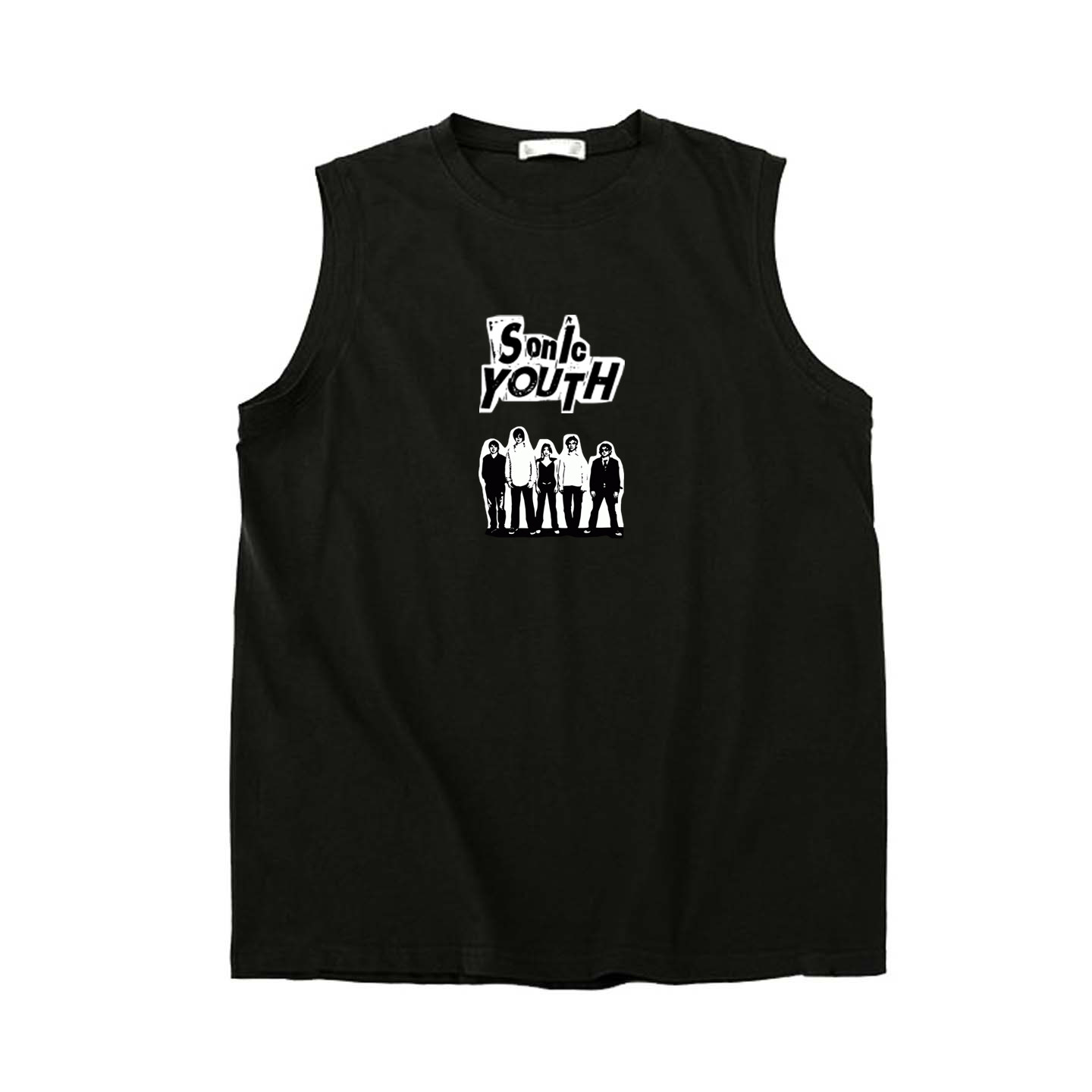 sonic youth音速青年贴纸印复古朋克punk男女纯棉无袖背心坎肩T恤