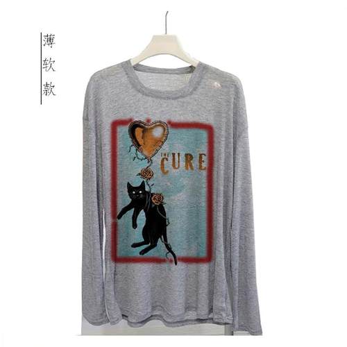 薄款the cure治愈乐队哥特后朋克莫代尔柔软宽松男女透气长袖T恤