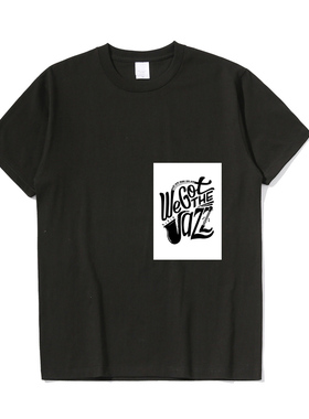 爵士乐迷we got that jazz miles davis贴布拼接印花纯棉T恤衫