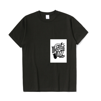 爵士乐迷贴布拼接印花纯棉t恤衫