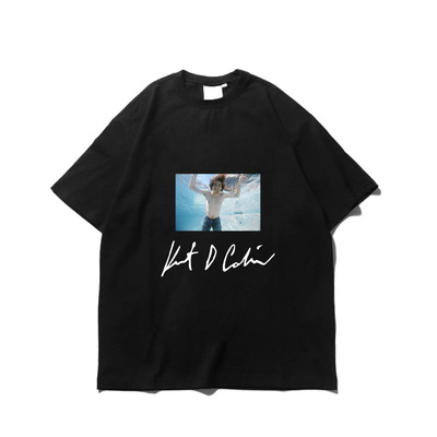柯本游泳男孩kurt cobain nirvana nevermind别介意纯棉胶印T恤