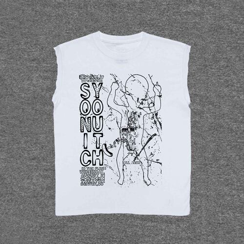 手工剪袖砍肩sonic youth音速青年手绘透气印花垃圾朋克风