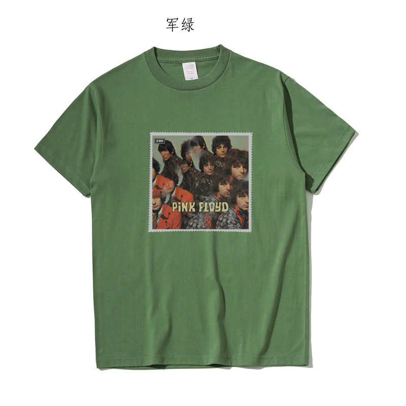 pink floyd 平克 复古摇滚 贴布邮票齿 透气印花纯棉坎肩无袖T恤