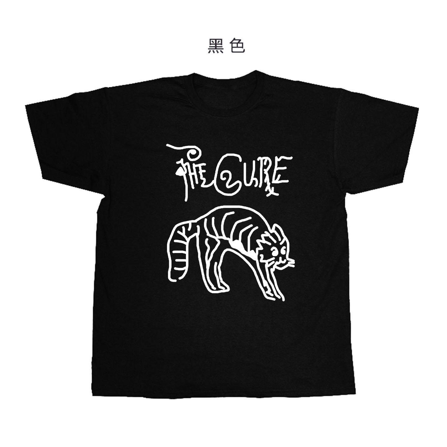 the cure可爱小猫blood-flowers哥特暗黑手绘设计感纯棉短袖T恤