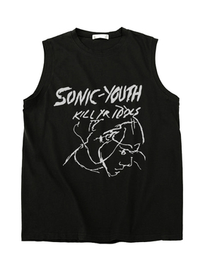 音速青年sonic youth kill yr idol朋克风厚板印花无袖坎肩T恤