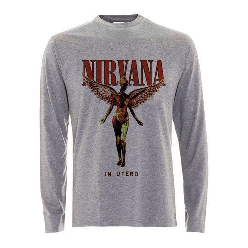 nirvana in utero kurt cobain 柯本涅盘朋克乐队印花男女长袖T恤