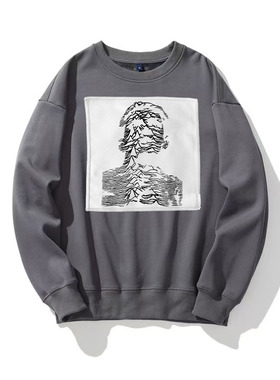 joy division快乐分裂后朋克摇滚宽松银狐绒加厚男女圆领卫衣外套