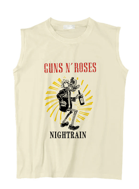 枪花夜雨guns n roses nightrain复古摇滚乐队夏坎肩无袖Tee背心