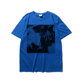 情人节盯鞋 bloody mbv valentine 我 摇滚朋克红蓝纯棉短袖