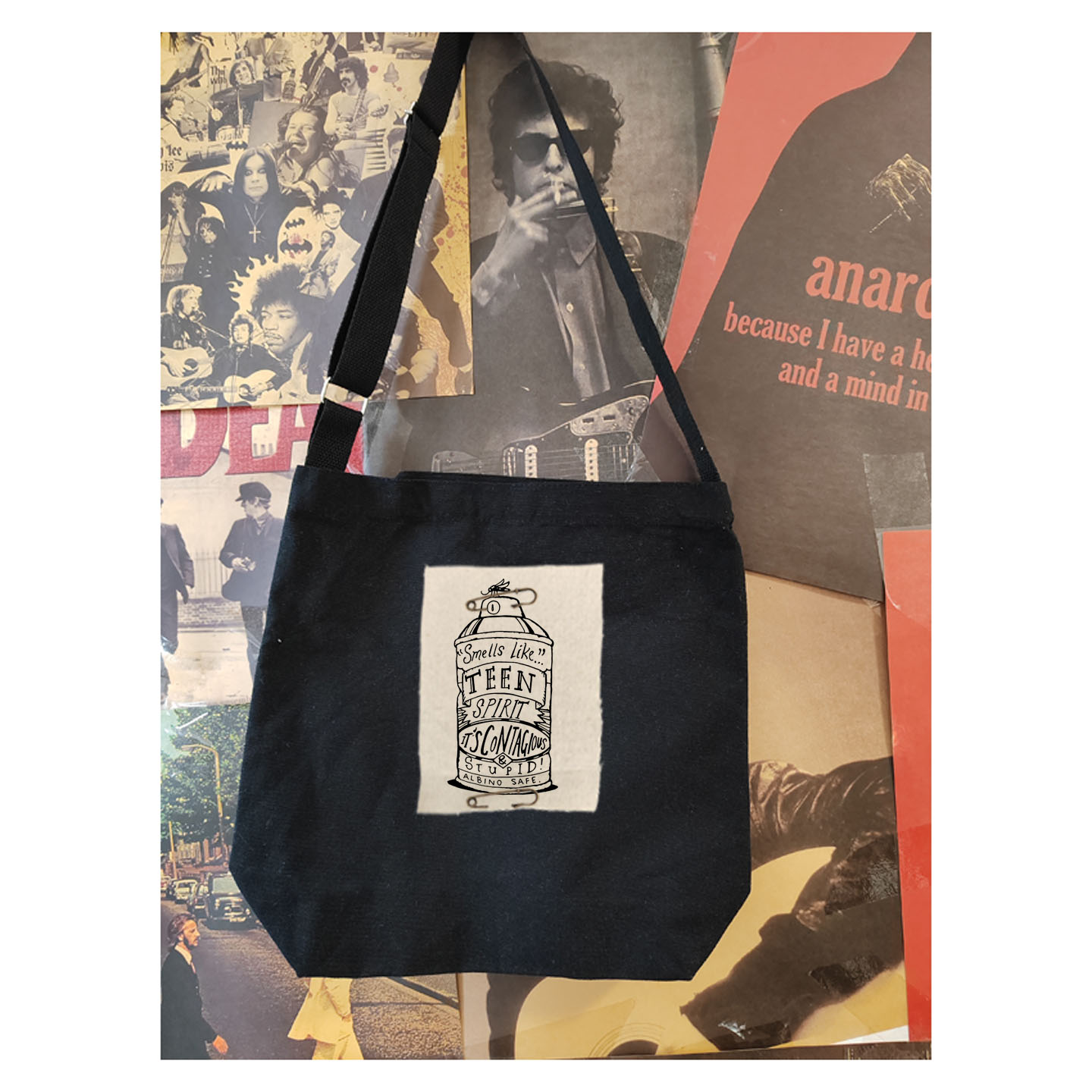 nirvana少年心气涅盘柯本天使翅膀印花别针帆布袋单肩斜挎帆布包