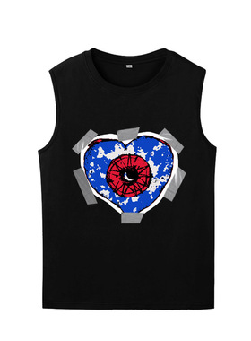 the cure friday in love胶布粘贴的爱心印花摇滚纯棉T恤坎肩背心