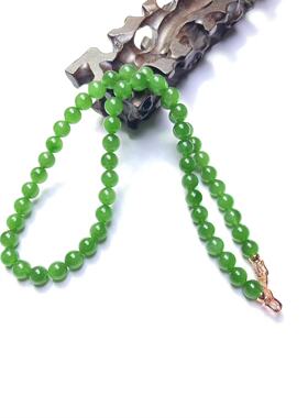 天然新疆和田玉辣阳绿碧玉妈妈链子圆珠项链手串手链直径8MM