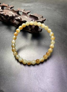 天然新疆和田玉且末料棱形款手串手链直径6MM