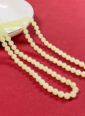 108颗天然新疆和田玉黄口料老型珠手串手链直径8MM