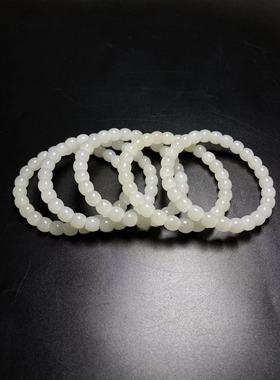 天然新品新疆和田玉白玉直切老型珠极限归圆老型珠手串直径8/7MM
