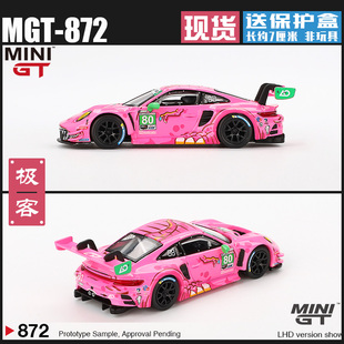 MINIGT#872 1:64粉恐龙保时捷911 GT3 R #80 AO Racing 2023 IMSA