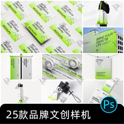 美术馆展览博物馆品牌vi提案文创海报道旗手提袋样机模板psd素材