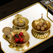 印度进口黄铜复古贝壳造型收纳碟果盘干果盘玄关钥匙收纳盘首饰盘