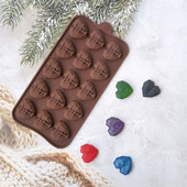 15连钻石爱心硅胶模具DIY烘焙心形巧克力糖果模果冻布丁模冰格模