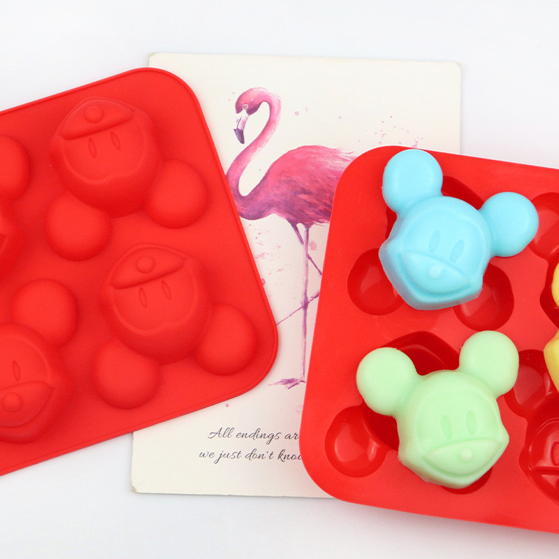 4连卡通老鼠硅胶月饼模厨房烘焙工具蛋糕模DIY香薰肥皂模具冰块模