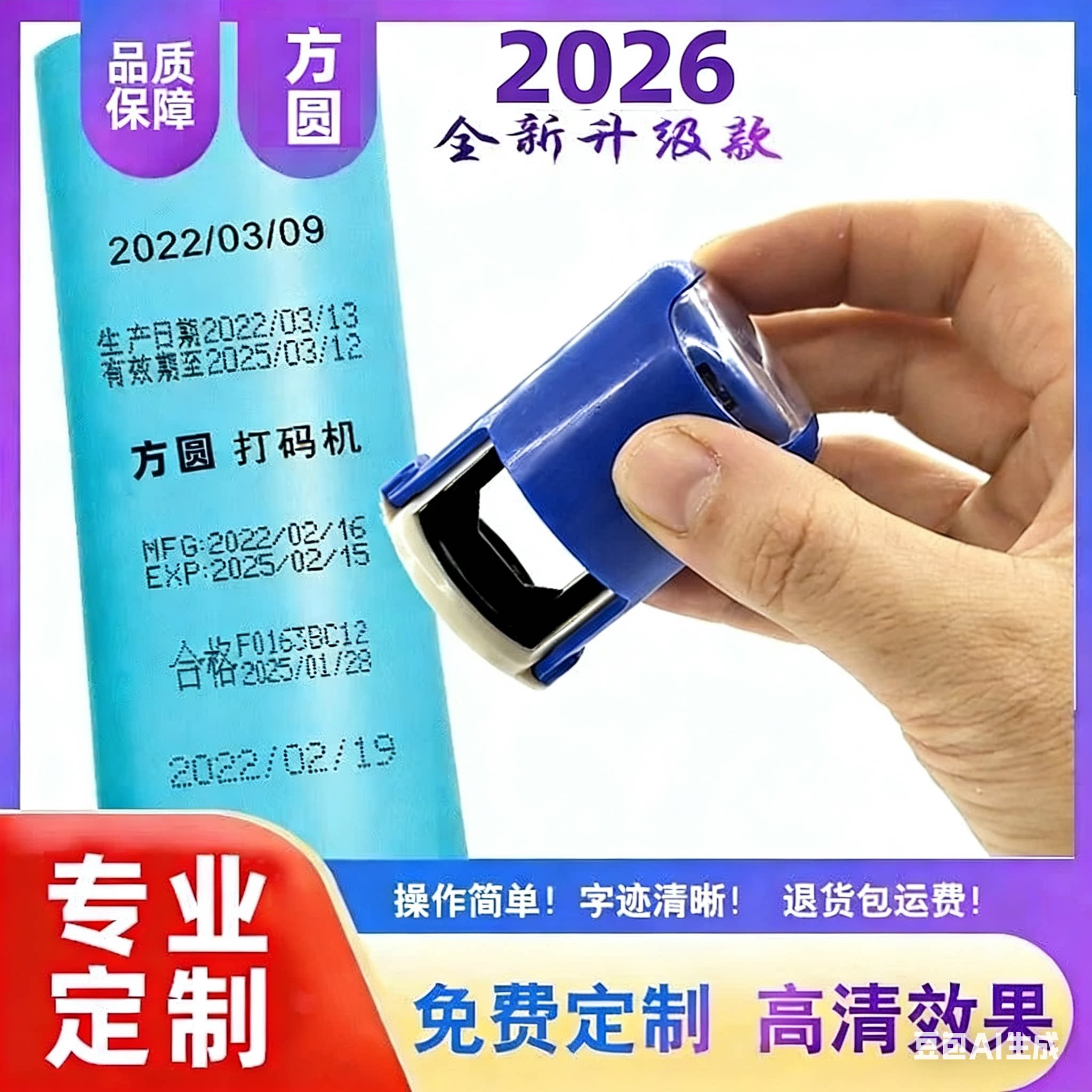 新型啤酒农药瓶盖生产日期打码机定制化妆品底易拉罐包装袋手持器