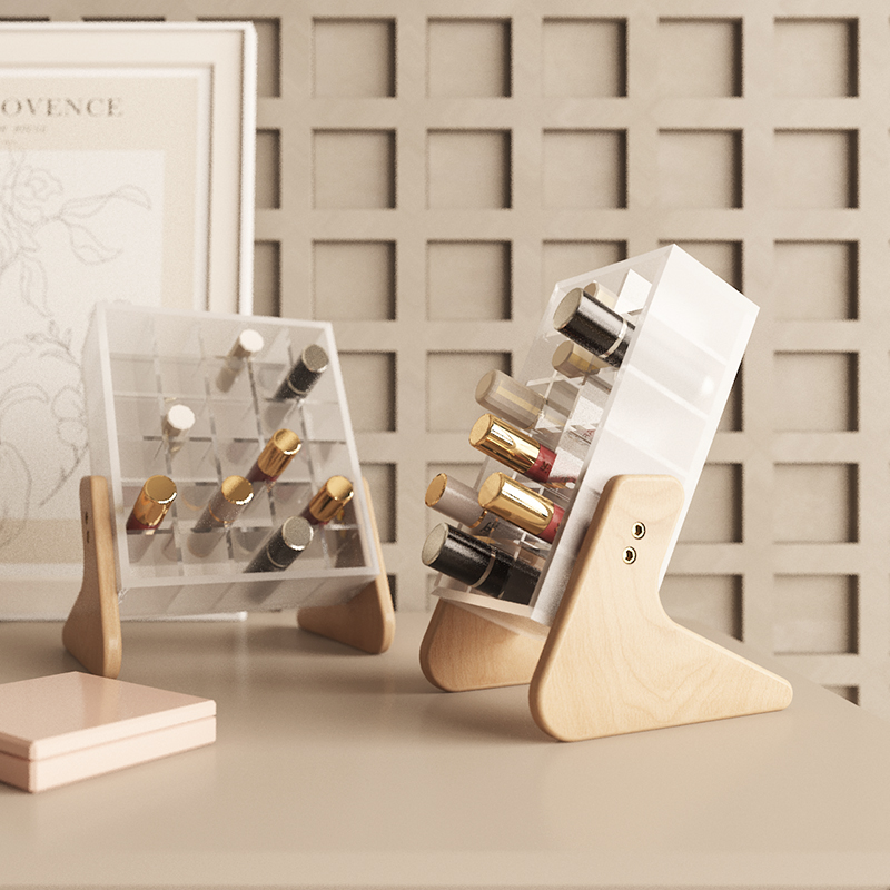 出形实木亚克力口红唇膏收纳盒