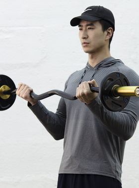 商用1.2米小弯曲柄杠铃手抓杆加粗杠铃弯举健身奥杆二头肌训练杆