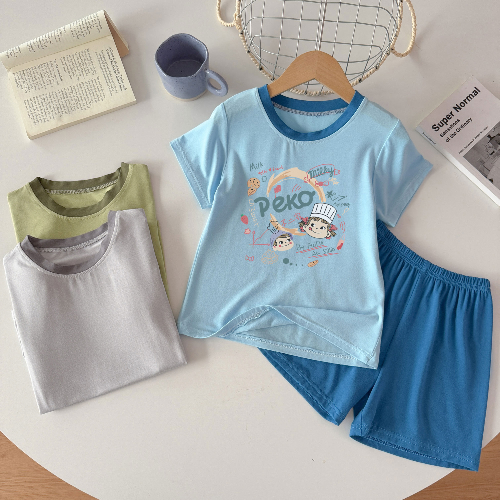 卡通不二家儿童睡衣男童夏季短袖睡衣/家居服套装