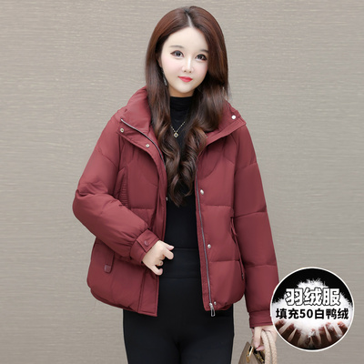 小个子短款红色羽绒服
