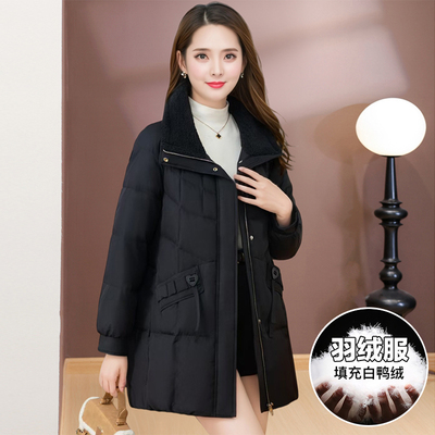 时尚立领宽松羽绒服中长款