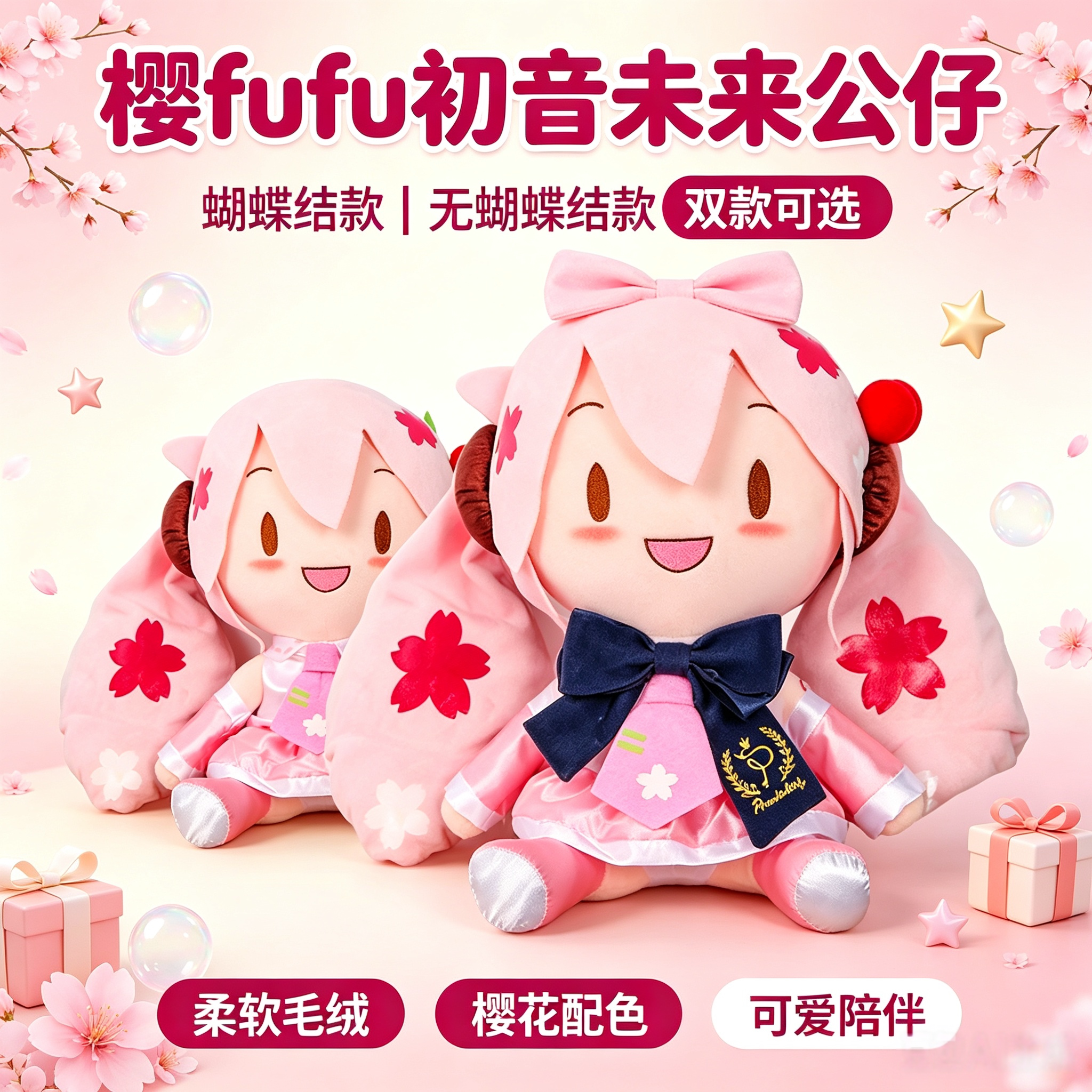 初音未来32CM毛绒公仔生日礼物