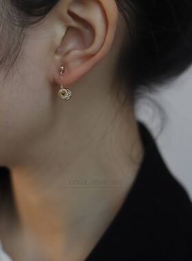 高级感防过敏耳钉女睡觉免摘14K包金独特耳饰养耳朵小众耳环耳坠