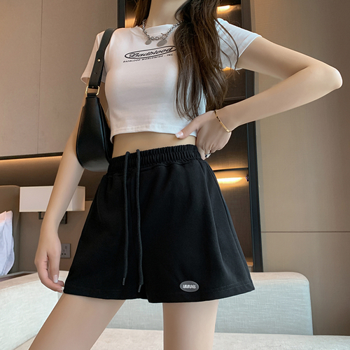 Casual wide leg sports shorts women's summer thin style slim loose pants straight tube wear hot pants