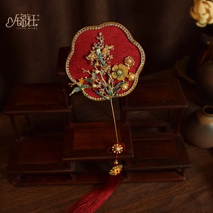 原创古风秀禾扇迷你扇子汉服扇拍照婚礼新中式新娘团扇出嫁扇