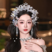 主婚纱新娘皇冠高级感灵动蝴蝶甜美公主王冠白纱礼服造型精致头饰