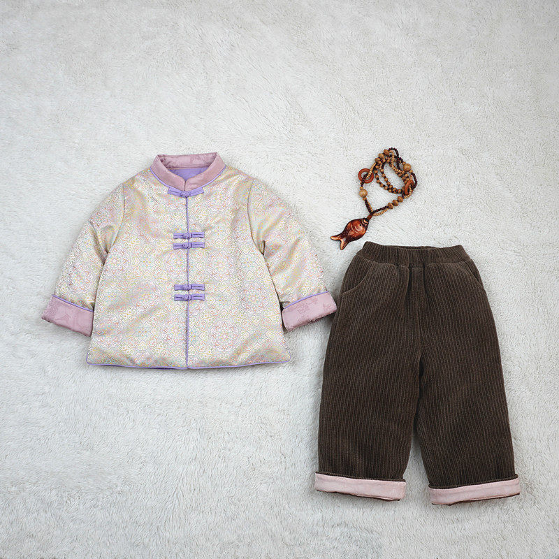 女童新中式对襟棉服拜年服儿童冬季礼服唐装汉服宝宝复古国风棉袄