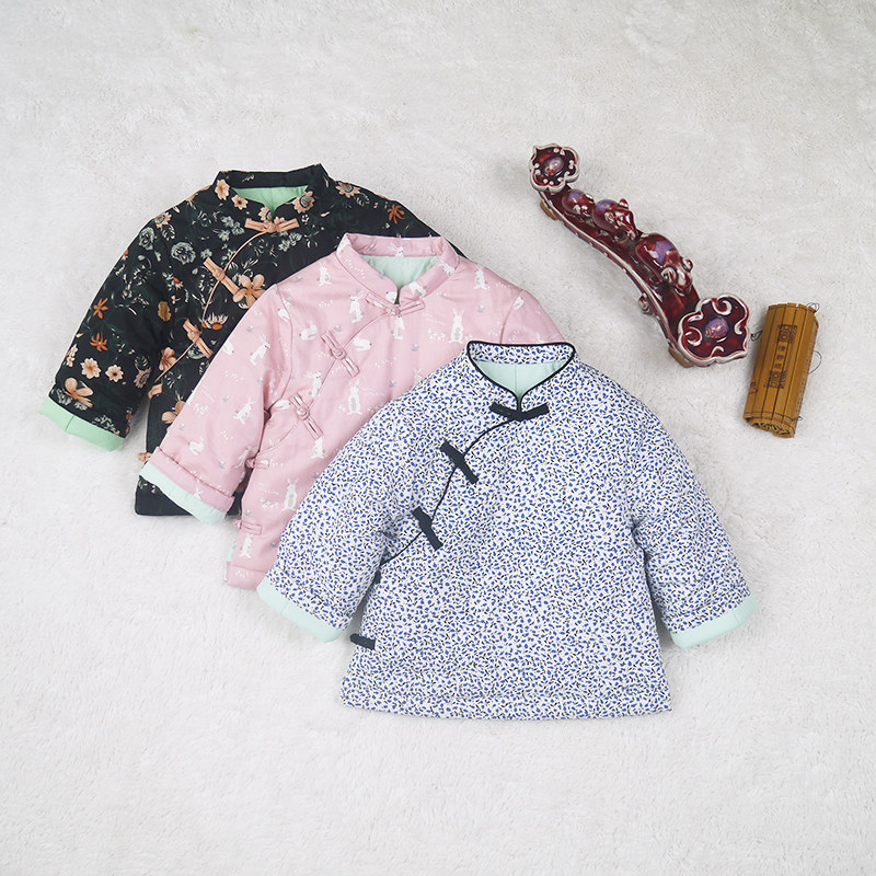 拜年服女童古装汉服棉衣短款旗袍冬款加厚中国风棉袄宝宝唐装棉服