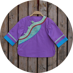 圆领斜襟唐装 宝宝儿童女童新中式 中国风手工纯棉外套 新款 2018秋季