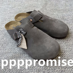 ppppromise 24aw春夏博肯鞋复古潮流软木底平底半拖包头休闲鞋