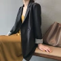 Mùa thu 2019 phiên bản Hàn Quốc mới của còng sọc dọc sang trọng màu đỏ nhỏ phù hợp với áo khoác phù hợp với áo khoác nữ - Business Suit áo kiểu nữ