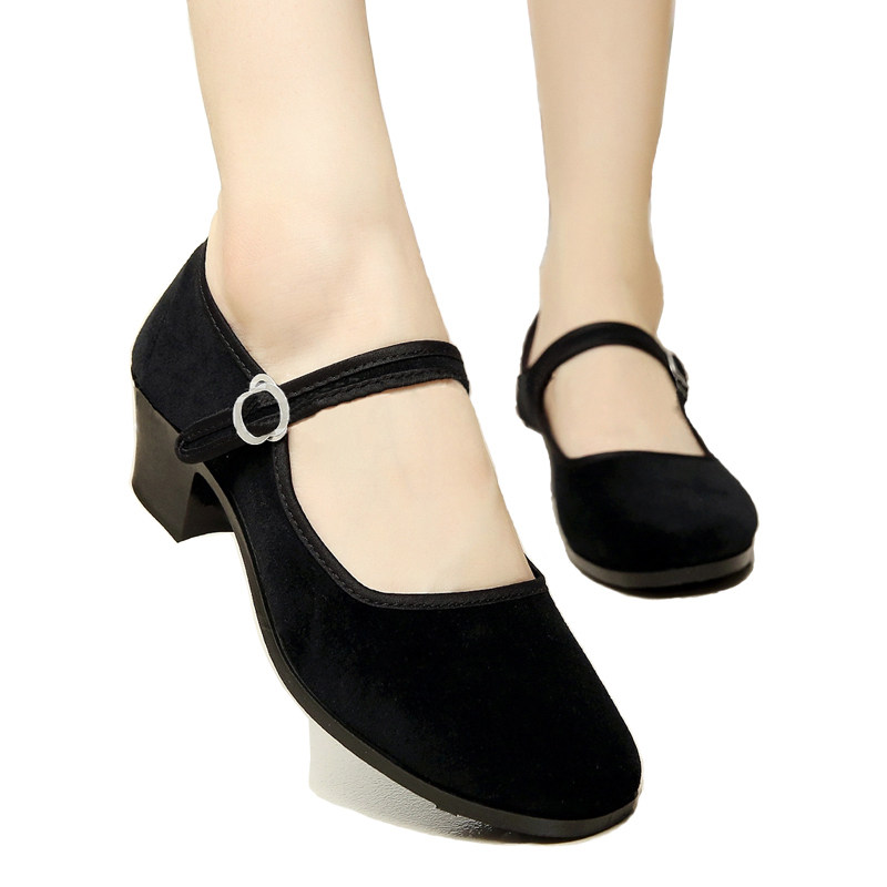 老北京红叶牌布鞋女舞蹈鞋广场舞鞋中跟平绒阿婆职场民族饭店四季