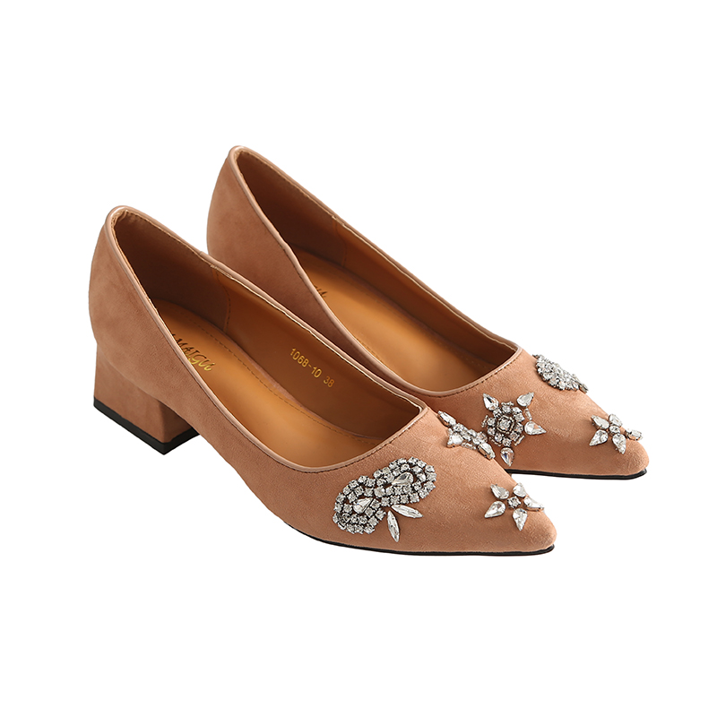 Chaussures de printemps femme en suède de vache, Nubuck,  pointu faux diamant - Ref 1002772 Image 5